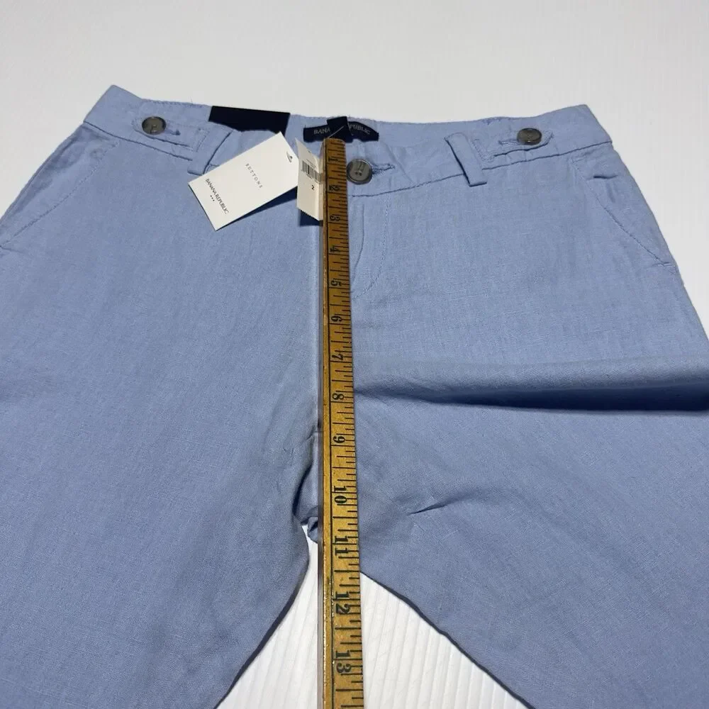Banana Republic Linen Blend Pants Size 2 Women’s Light Blue Cropped Chino NWT